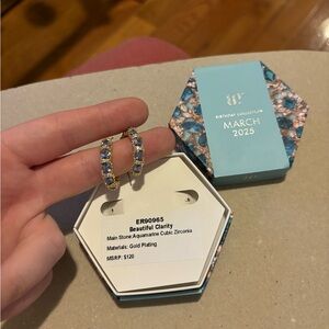 Blue tanzanite and gold hoops! Brand new bomb party March 2025